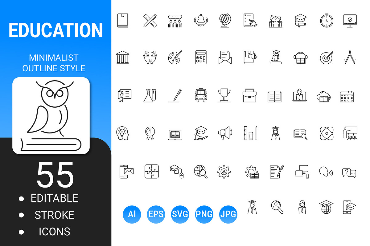 Education outline icon set, an Outline Icon by Icons (Photo 1 of 3)