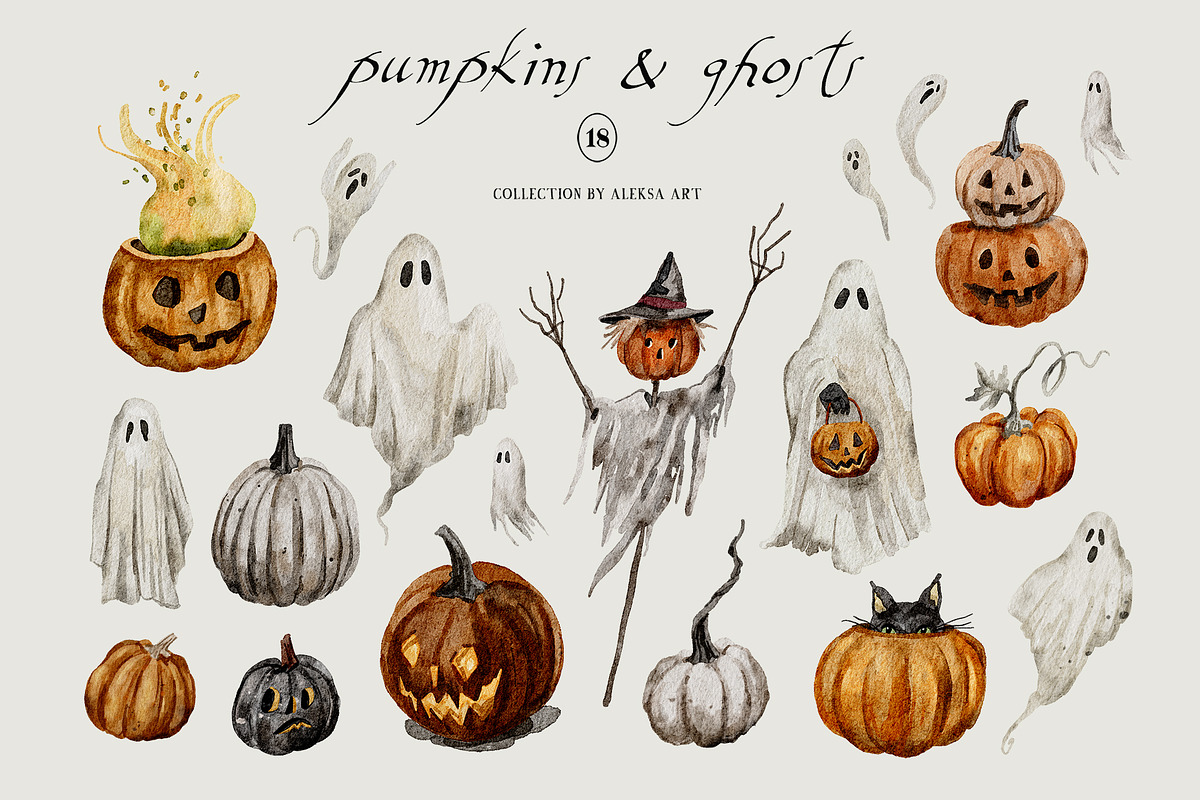 Halloween - Spoky Collection, a Seasonal Illustration by AleksaArt (Photo 4 of 14)