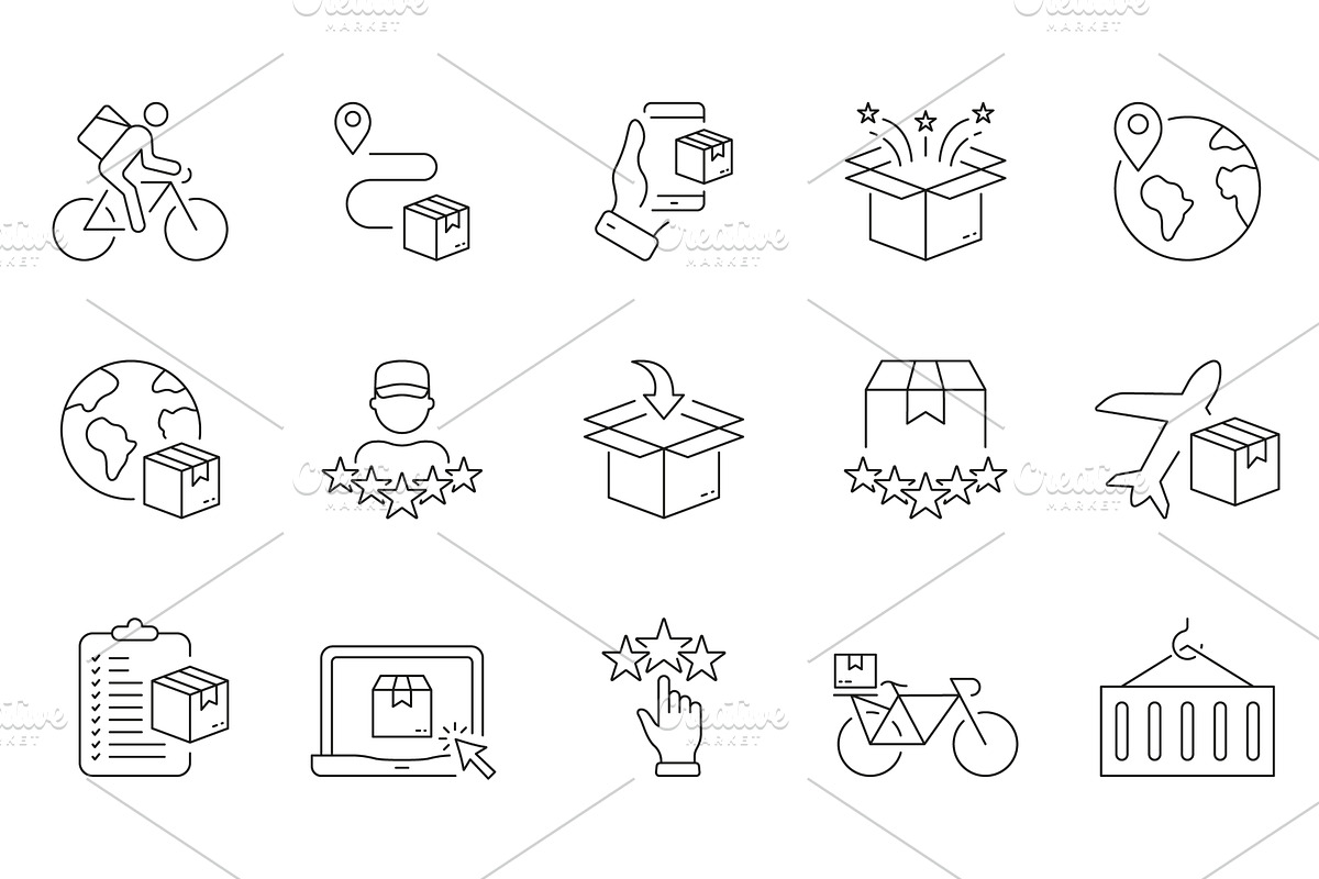 Online Store And Delivery Icons, an Object Illustration by Gentle Studio