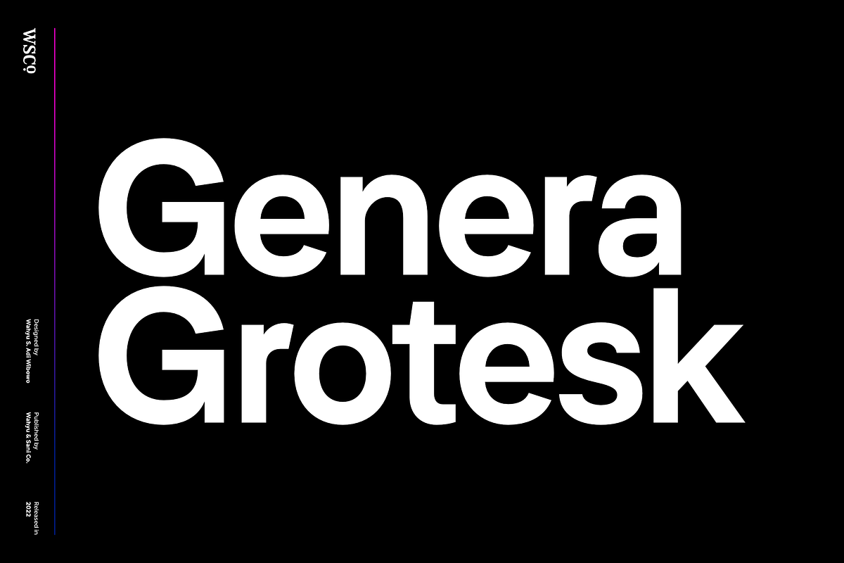 Genera Grotesk | Workhorse Typeface, a Sans Serif Font by Wahyu & Sani Co. (Photo 1 of 14)