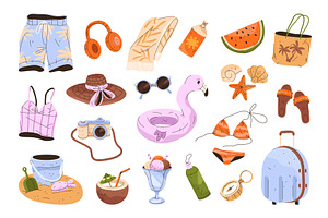 Set of summer icon. Vector, an Object Illustration by Elegant Solution