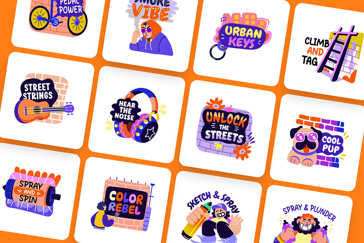 Graffiti Art Stickers Set, an Emoji Icon by Creative Stall (Photo 6 of 8)