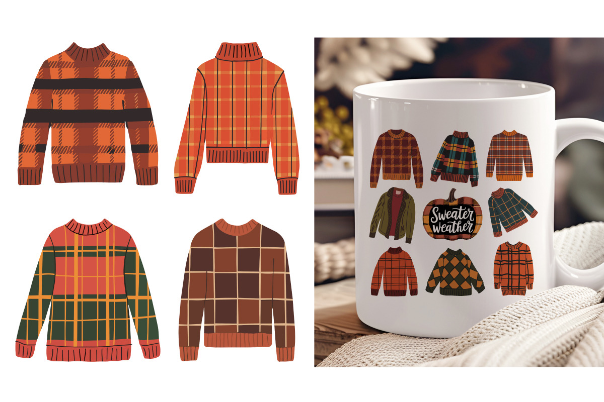 17 Fall Sweater Clipart Files, a Seasonal Illustration by Whimsy Brush Studio (Photo 2 of 6)