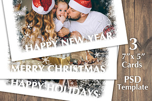 Snowy Holiday Cards Template PSD, a Card Template by PSD templates and Photos