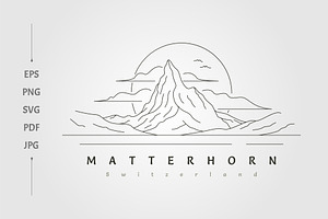 matterhorn mountain with sunset, a Branding & Logo Template by lawoel