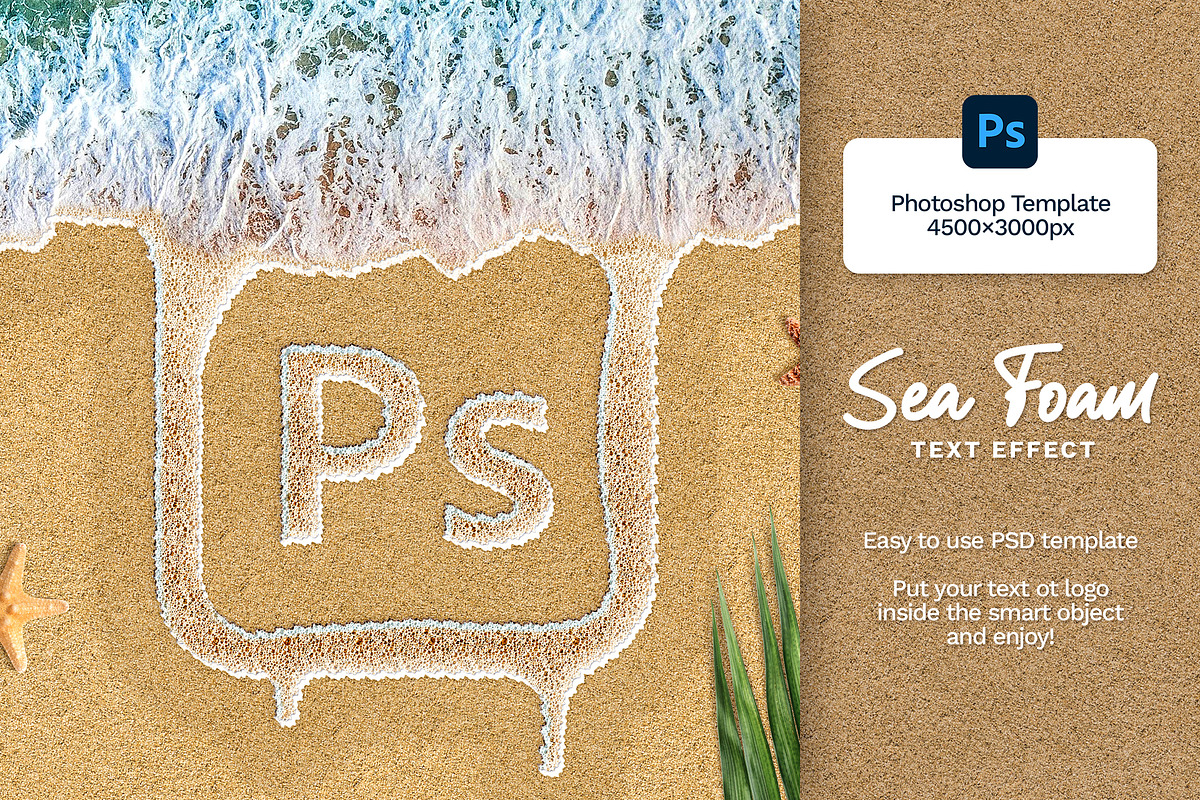 Sea Foam Text on Sand Photoshop Temp, a Layer Style Add-On by Andrew Skoch Design (Photo 3 of 6)