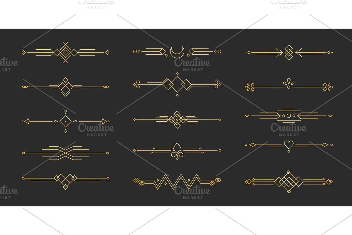 Golden art deco line dividers set, an Illustration by art PVP - market