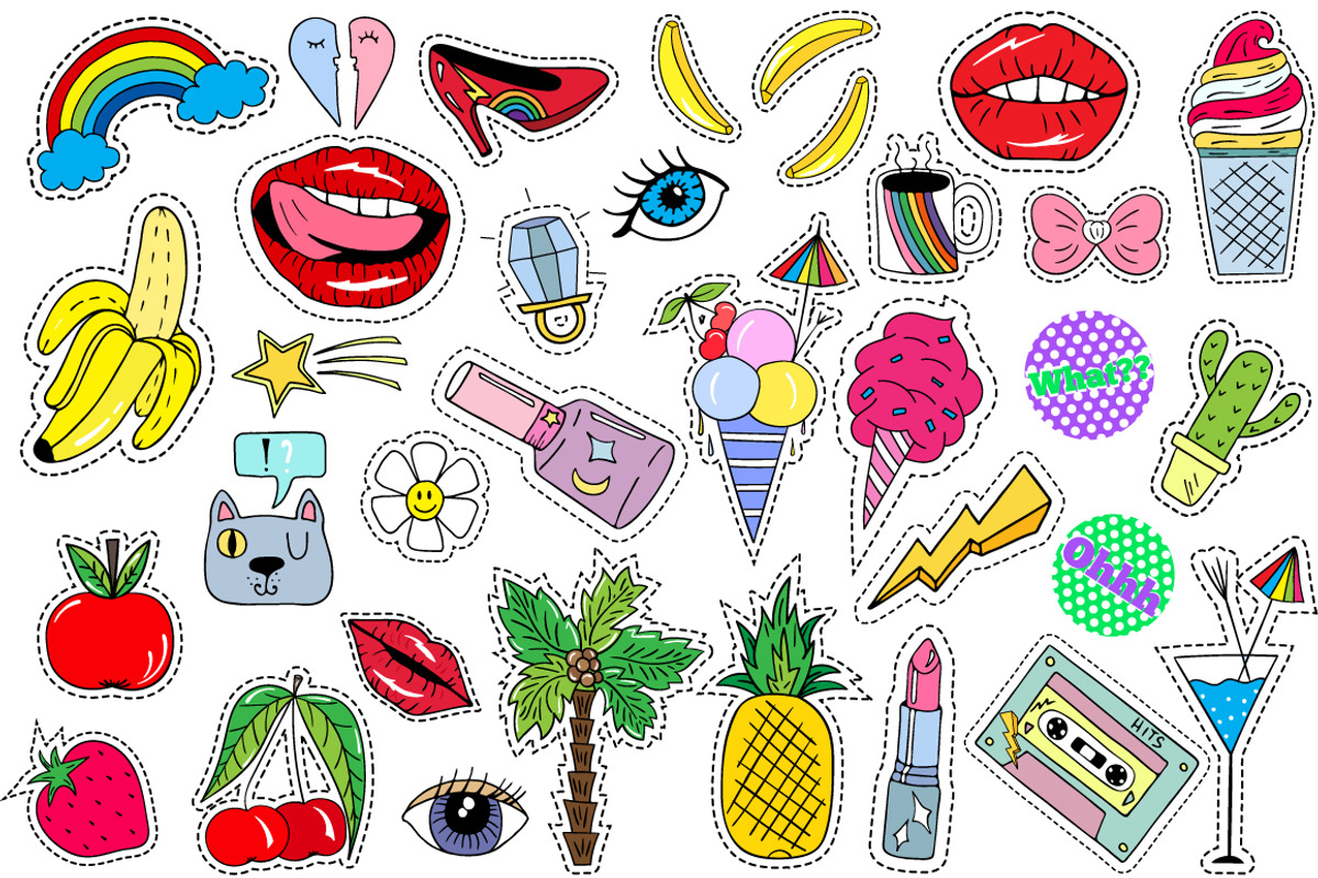 Fashion patches and stickers, a Graphic by TashaDraw (Photo 2 of 12)