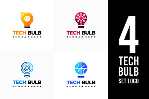 Set of Modern Tech Bulb logo designs