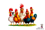 10 Funny Chickens Group PNG Clipart, an Illustration by Clipart Bloom (Thumbnail 5 of 12)