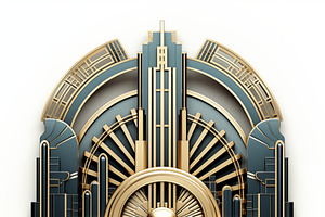 A stylized art deco design featuring geometric shapes, intricate patterns, and, an Object Graphic by Textures & Backgrounds