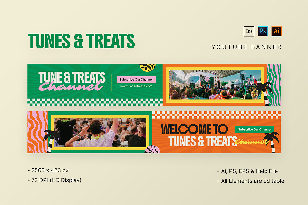 Tunes & Treats - Youtube Banner, a Social Media Template by StreaksideStd (Photo 1 of 3)