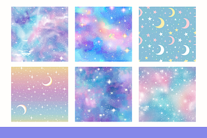 Pastel Starry Night Digital Paper