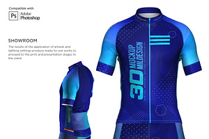 3d Mens Cycling Jersey Kit Fullzip