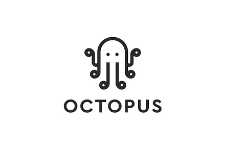Octopus Line Art Logo Style