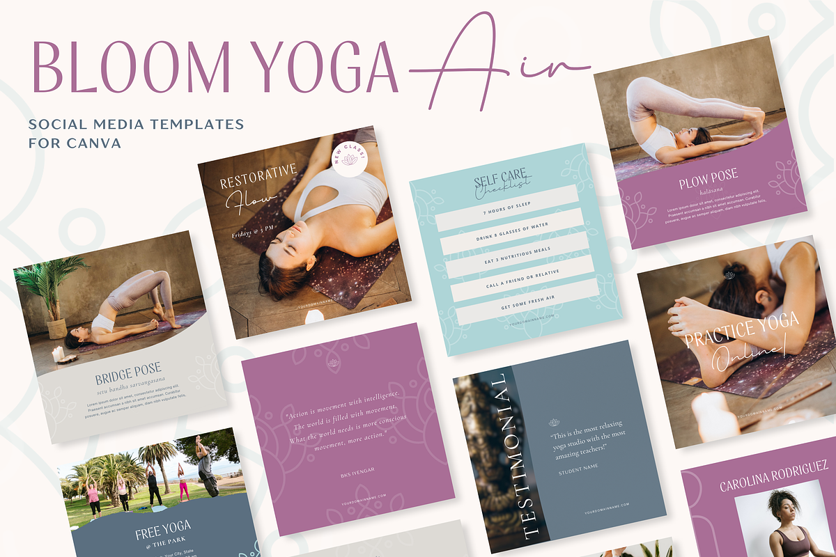 Bloom Yoga Air Canva Template, a Social Media Template by The Inspired Brand (Photo 2 of 6)