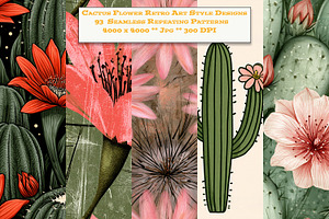Cactus Flower Retro Art Designs