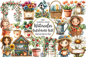 Gardening Girl Sublimation Bundle, an Illustration by OK Design