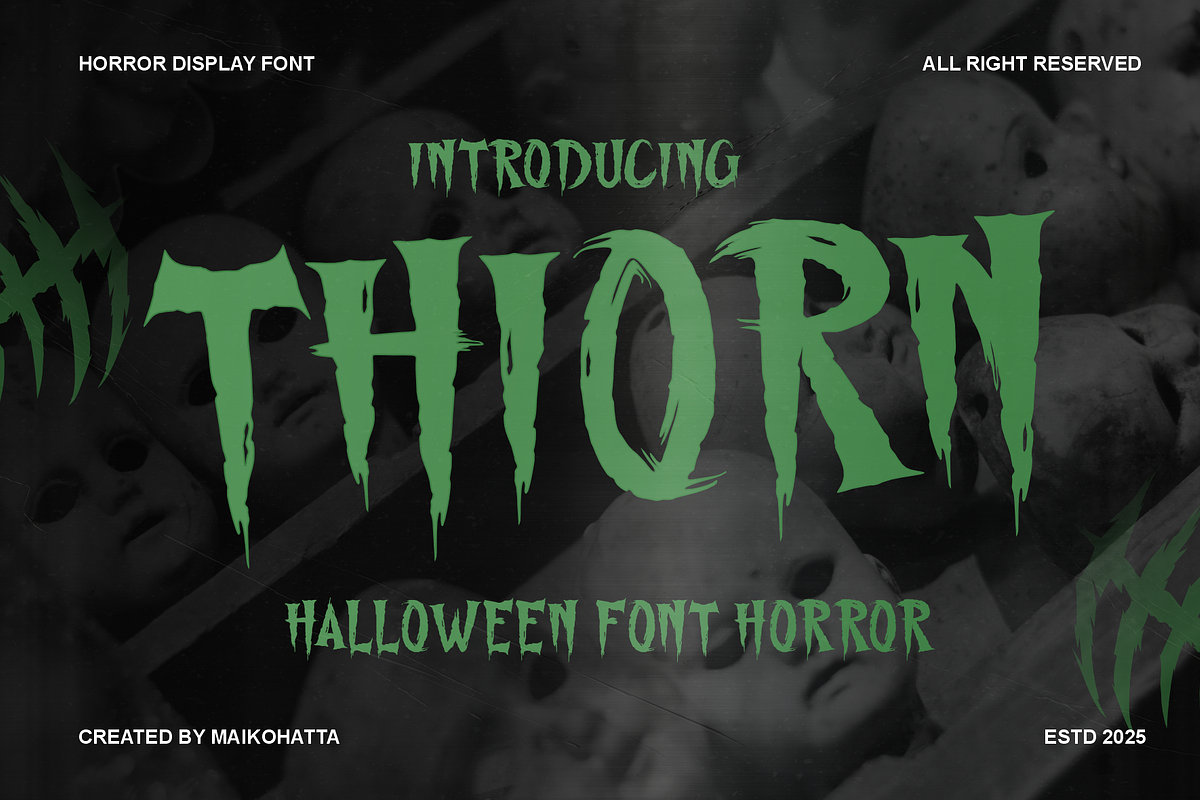 Thiorn - Halloween Font Horror, a Handwritten Font by MaikoHatta (Photo 1 of 7)