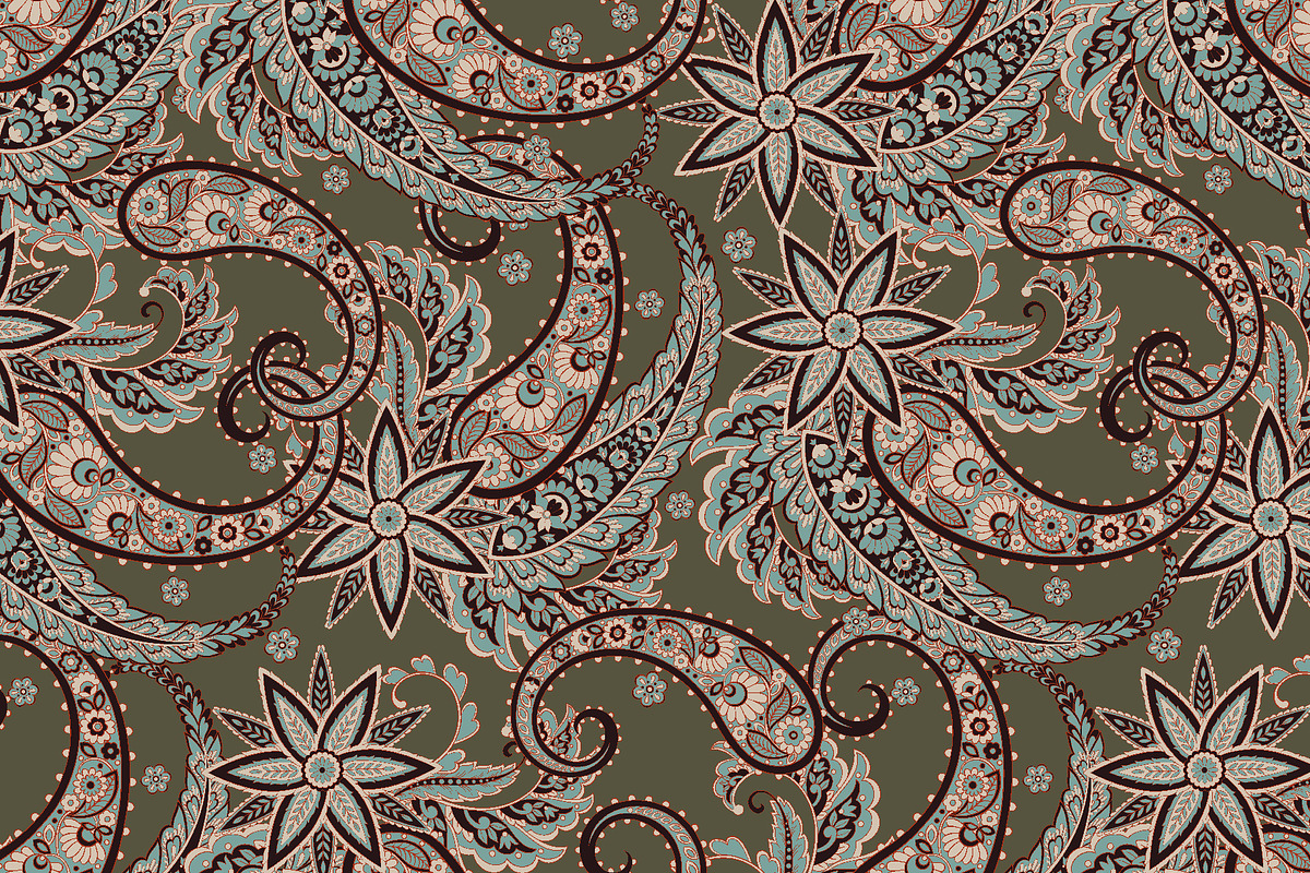 Damask Paisley floral fabric pattern, a Background Graphic by antalogiya (Photo 4 of 4)