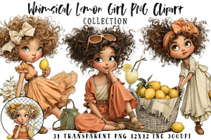 Whimsical Lemon Girl PNG Clipart, an Illustration by OK Design