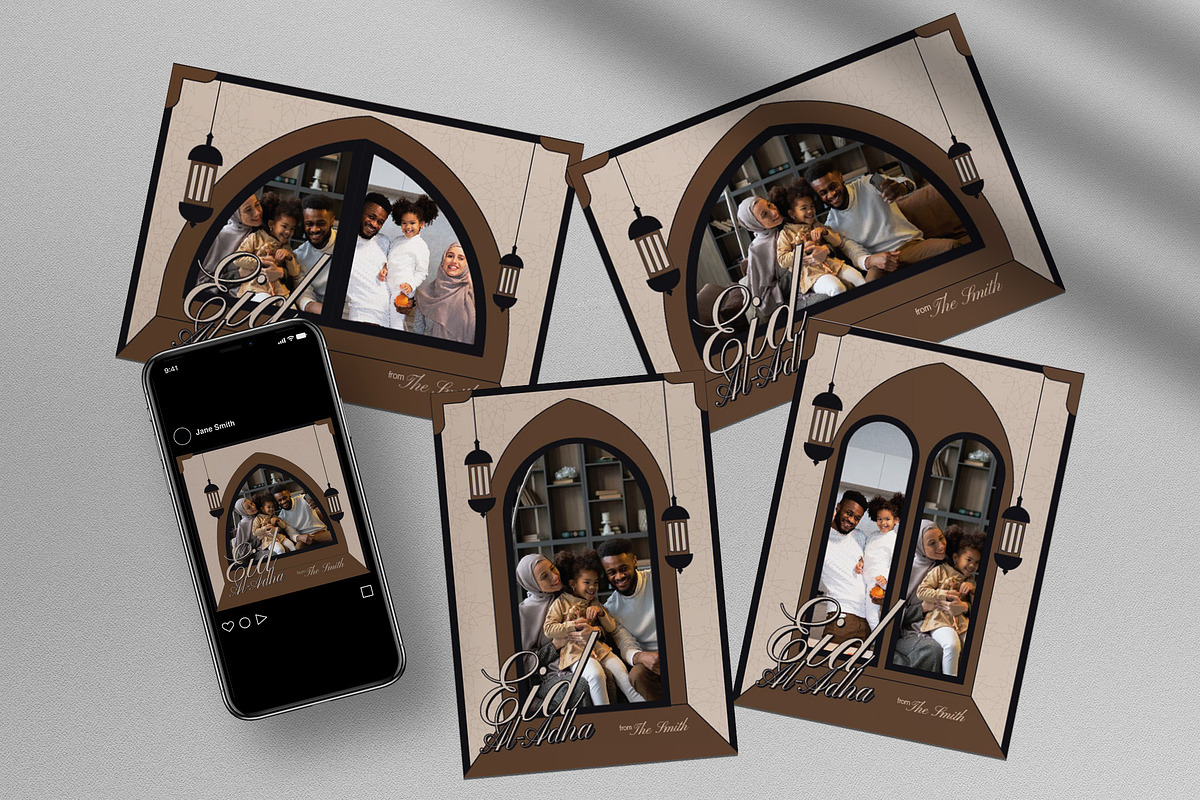 Brown Art Deco Eid al-Adha Greeting, a Card Template by graphicook (Photo 1 of 4)
