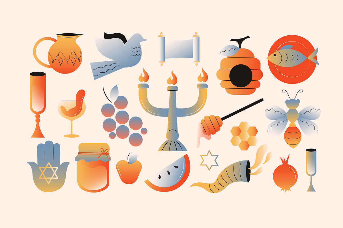 Gradient Rosh Hashanah Illustration, a Seasonal Illustration by graphicook (Photo 2 of 6)