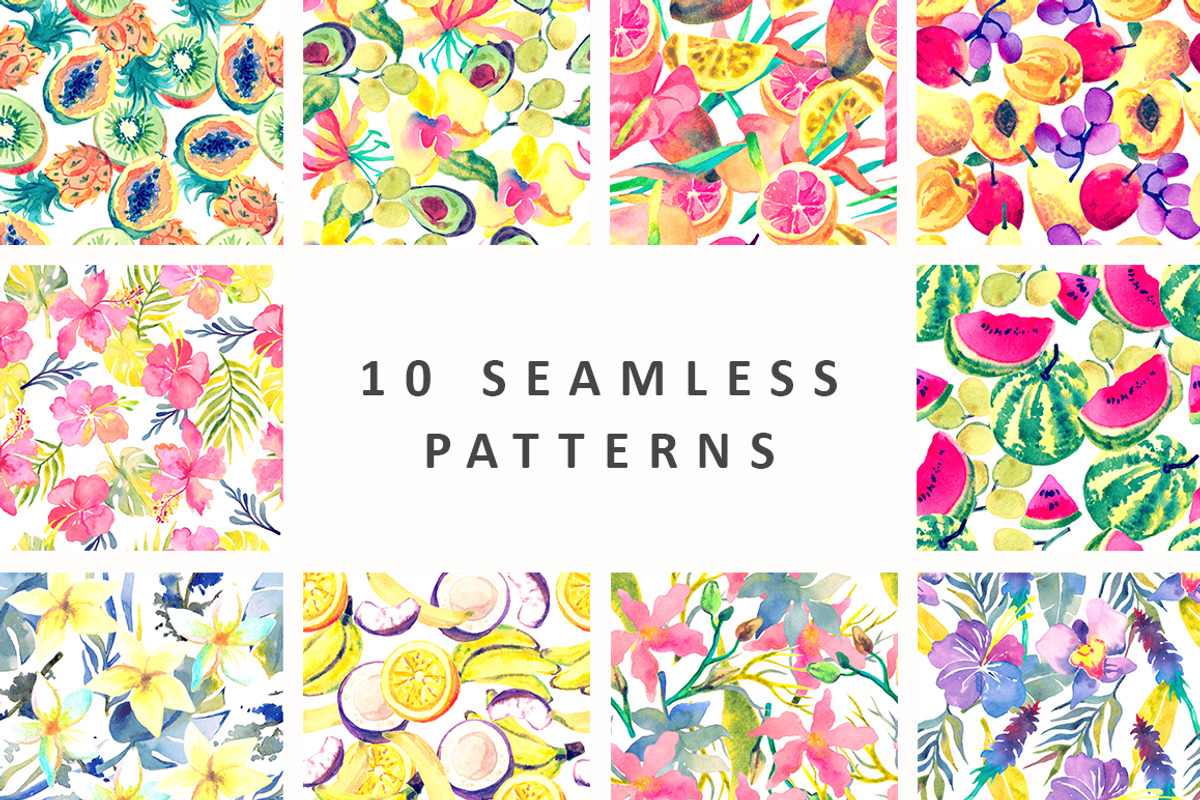 Tropical Paradise-watercolor set, an Object Graphic by Kseniya_design (Photo 8 of 12)