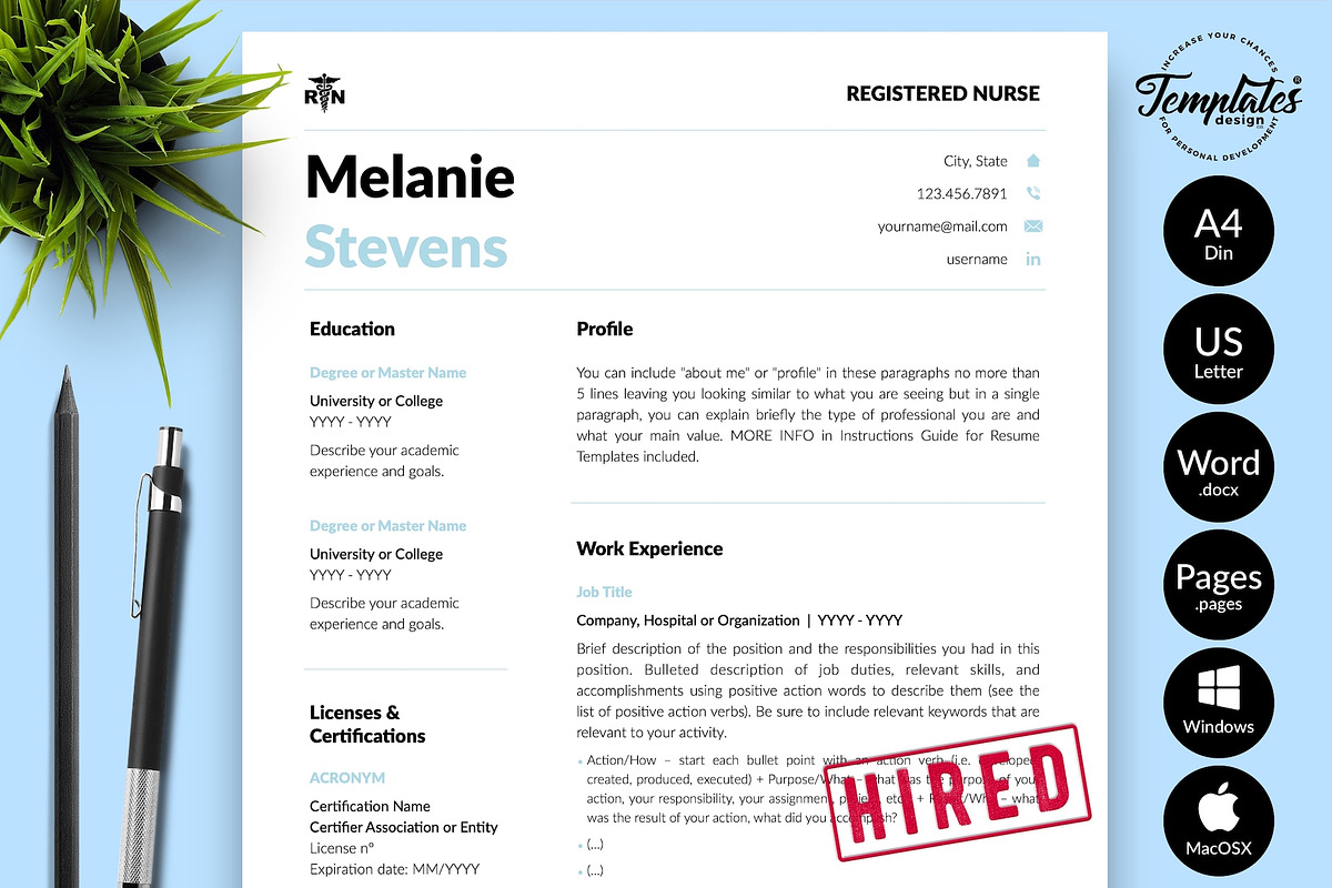 Nurse Resume Template / CV - Melanie, a Resume Template by Templates Design Co. (Photo 1 of 17)