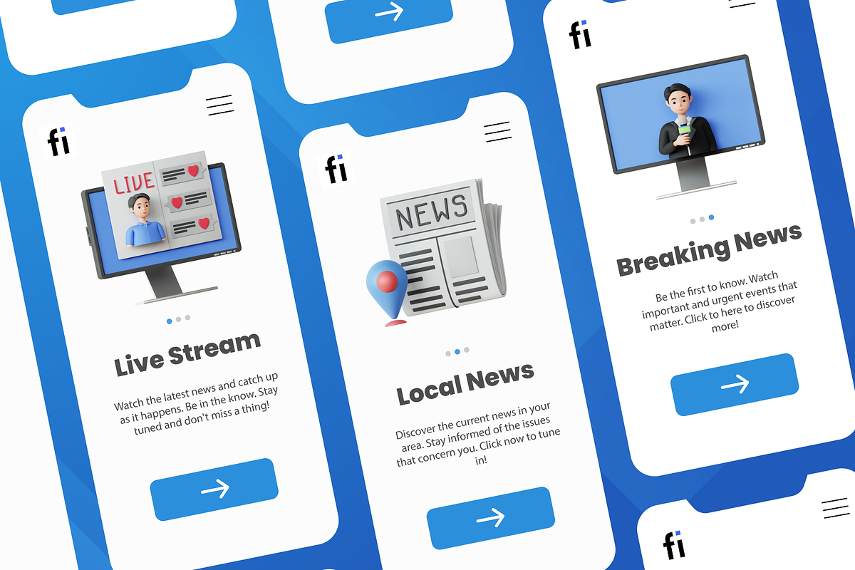 3D News Illustration, a Scene 3D Model by Flat Icons (Photo 4 of 8)