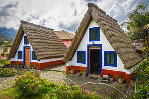 Cute rural wooden houses in Madeira