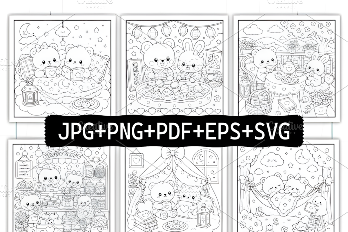 Kawaii Daydreamy Cute Coloring Pages, a Decorative Illustration by Coco Bloom (Photo 2 of 8)