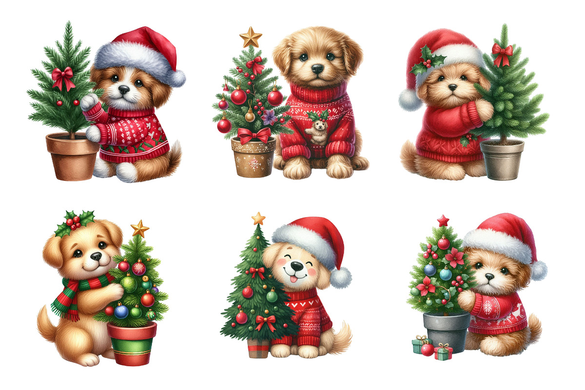 Cute Christmas Puppy Clip Art, an Illustration by Design Market (Photo 5 of 5)