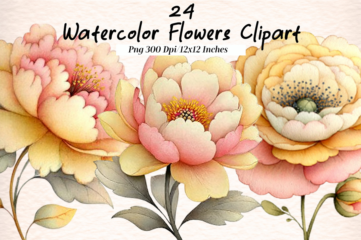 Watercolor Flowers Clipart, an Illustration by Digital Artistic99 (Photo 1 of 10)