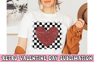 Retro Valentine Checkered Heart Svg