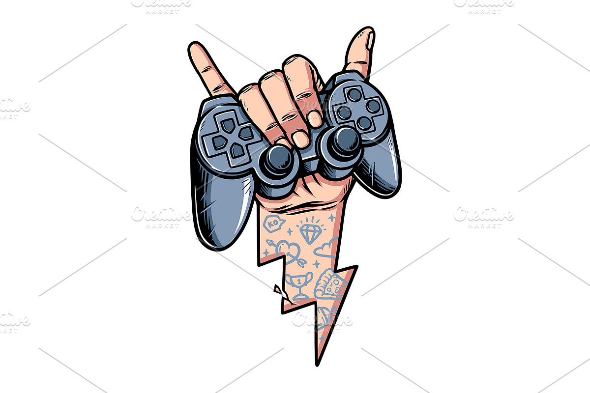 shaka hand and game controller, an Object Illustration by gunaonedesign (Photo 1 of 4)