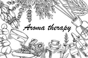 Aromatherapy. Medicinal herbs, a Healthcare Illustration by made by Tanya