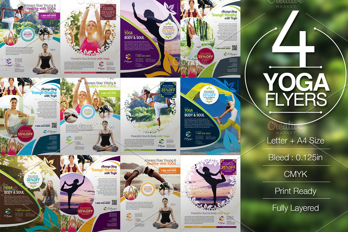 Yoga Flyer Bundle, a Flyer Template by KitCreativeStudio2 (Photo 1 of 5)