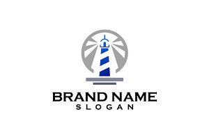Abstract lighthouse in circle logo, an Object Graphic by nicemorning