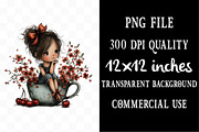 Cherry Girl Whimsical Clipart, a Person Illustration by Designking (Thumbnail 4 of 5)