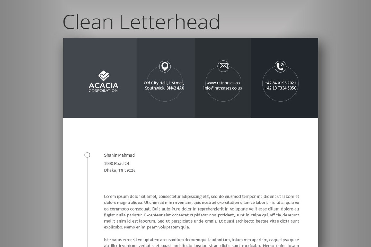 Clean Letterhead, a Stationery Template by DesignGhar (Photo 1 of 3)