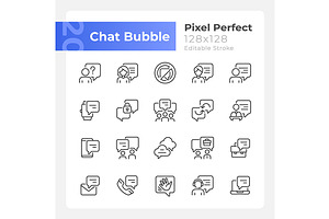 Chat bubble pixel perfect linear, an Icon by IMG Visuals