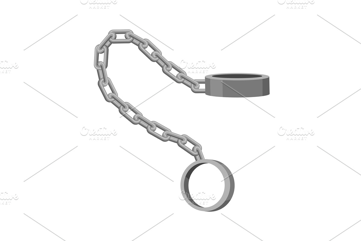 Metal handcuffs with chain on, an Illustration by Things for designers