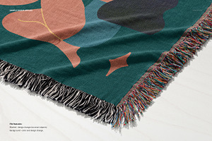 Fringed Woven Throw Blanket Mockup 1