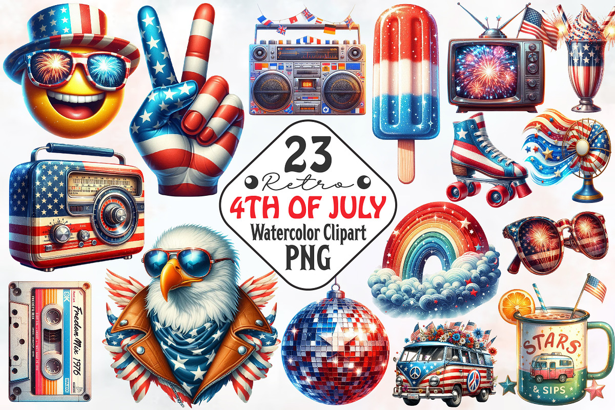 Retro 4th Of July Sublimation Png, an Illustration by RobertsArt (Photo 1 of 7)