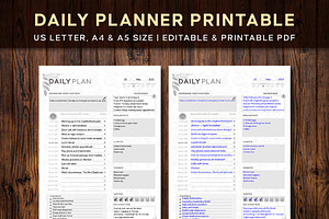 Editable Daily Planner Template, a Stationery Template by Graphicsnext