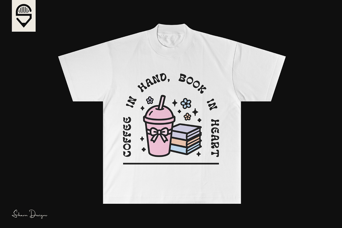 Cute Pastel books & Coffee Lover, a Graphic by shaondesigns (Photo 2 of 4)