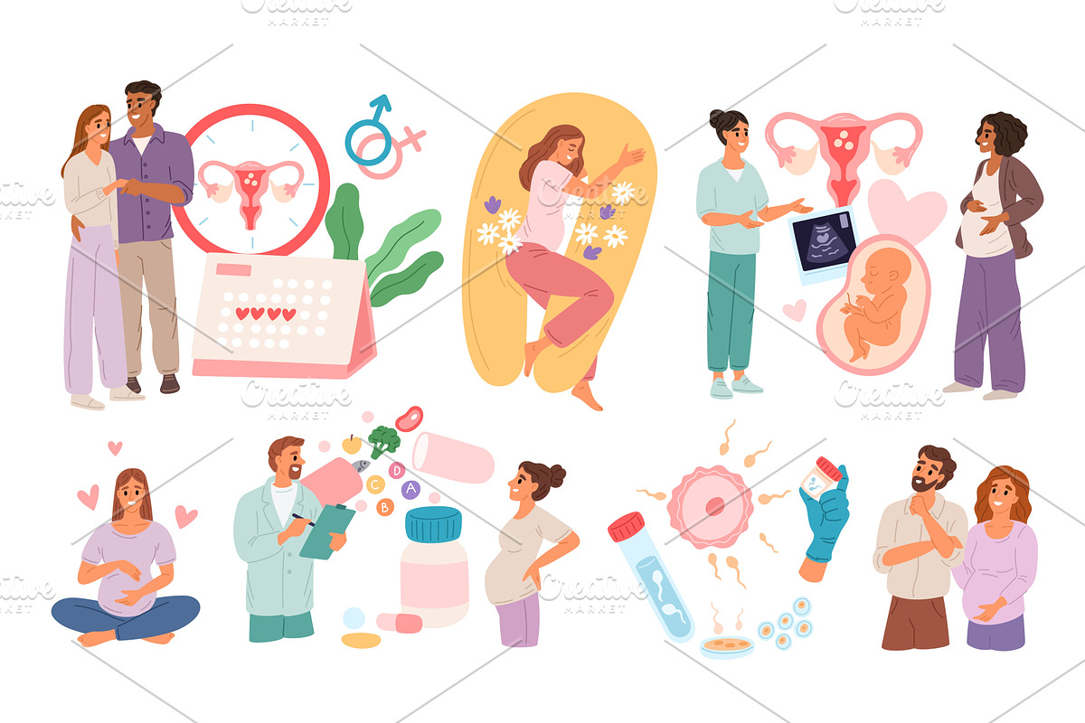 Human fertilization. Conception and, a Healthcare Illustration by Vectorbuum