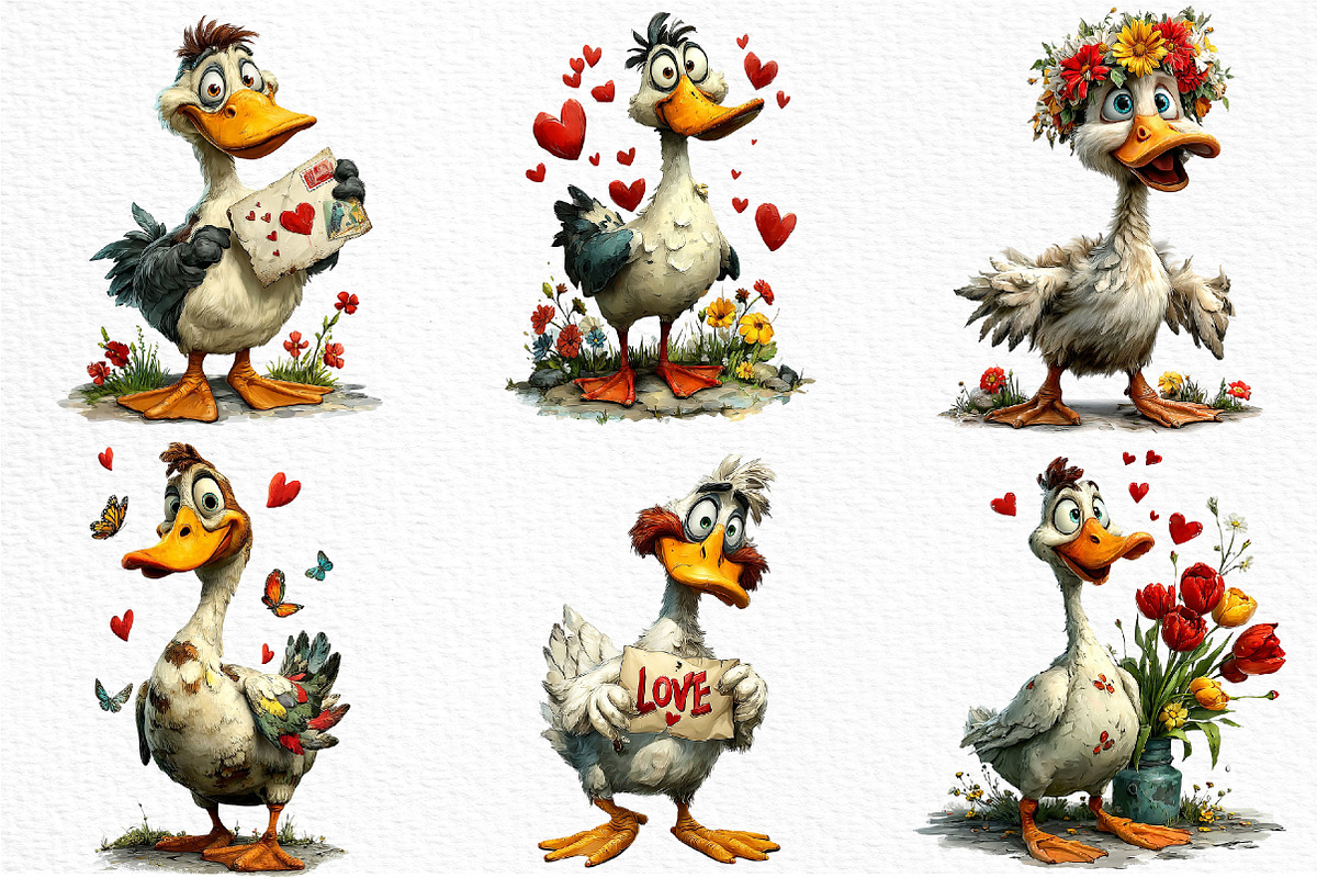 Spring & Valentine Goose Clipart, an Illustration by Craft Nest (Photo 3 of 11)