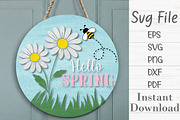 Hello Spring Door Hanger SVG, a Seasonal Illustration by Rose Art (Thumbnail 3 of 3)